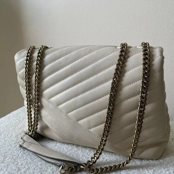 Tory Burch Cream Quilted Shoulder Bag - Picture 5 of 6